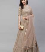 SHUBHKALA beige georgette embroidered   Choli Blouse with   Lehenga Ghagra with    Dupatta