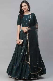 SHUBHKALA green georgette embroidered   Choli Blouse with   Lehenga Ghagra with    Dupatta
