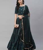 SHUBHKALA green georgette embroidered   Choli Blouse with   Lehenga Ghagra with    Dupatta