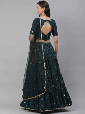 SHUBHKALA green georgette embroidered   Choli Blouse with   Lehenga Ghagra with    Dupatta 2