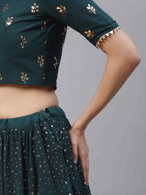 SHUBHKALA green georgette embroidered   Choli Blouse with   Lehenga Ghagra with    Dupatta 4