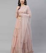 SHUBHKALA peach georgette embroidered   Choli Blouse with   Lehenga Ghagra with    Dupatta