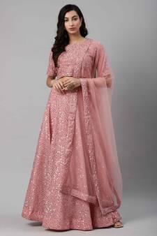 SHUBHKALA peach georgette embroidered   Choli Blouse with   Lehenga Ghagra with    Dupatta