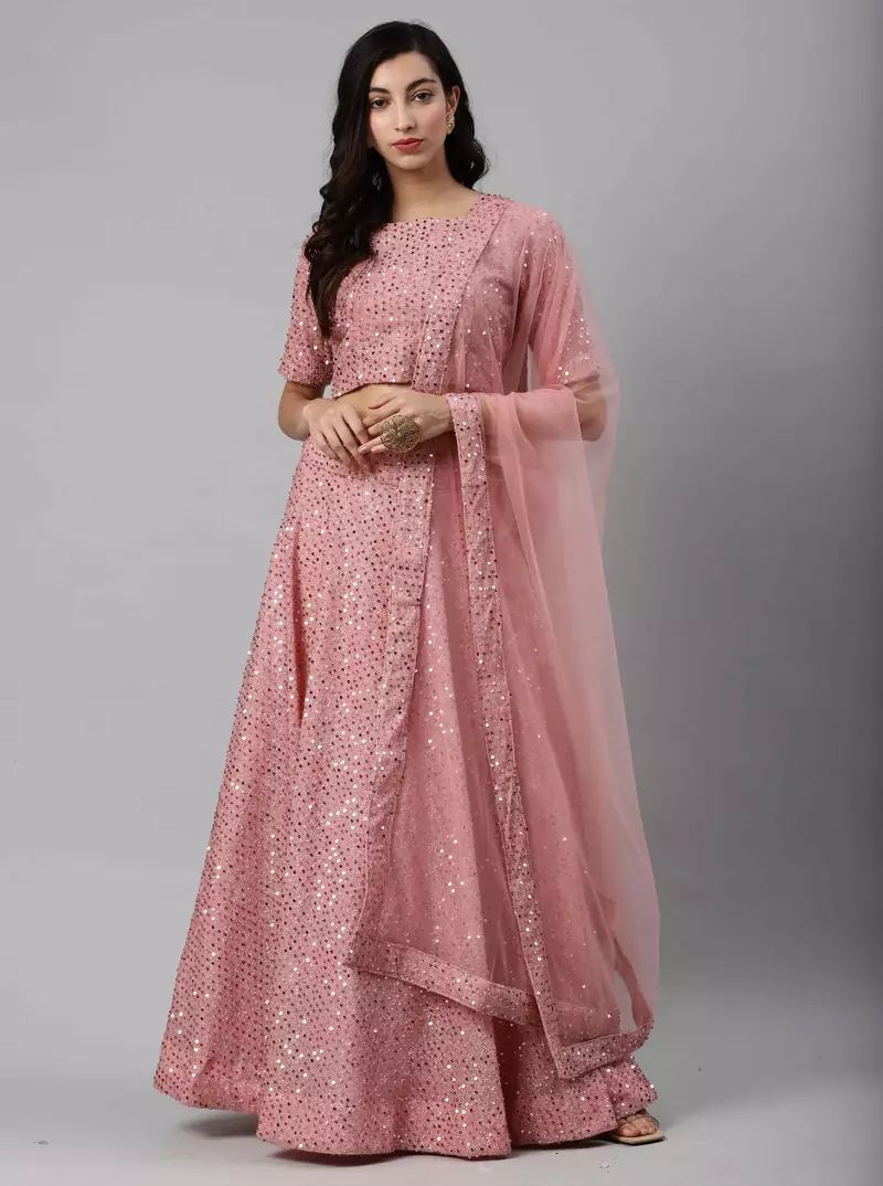 SHUBHKALA peach georgette embroidered   Choli Blouse with   Lehenga Ghagra with    Dupatta