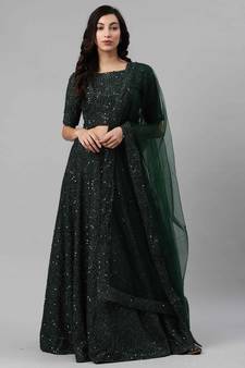 SHUBHKALA green georgette embroidered   Choli Blouse with   Lehenga Ghagra with    Dupatta