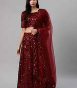 SHUBHKALA maroon georgette embroidered   Choli Blouse with   Lehenga Ghagra with    Dupatta