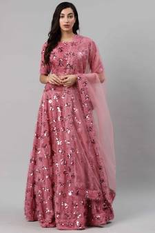 SHUBHKALA pink velvet embroidered   Choli Blouse with   Lehenga Ghagra with    Dupatta