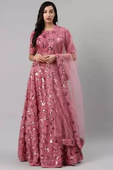 SHUBHKALA pink velvet embroidered   Choli Blouse with   Lehenga Ghagra with    Dupatta