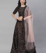 SHUBHKALA brown velvet embroidered   Choli Blouse with   Lehenga Ghagra with    Dupatta