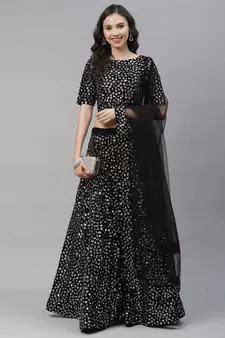 SHUBHKALA black velvet embroidered   Choli Blouse with   Lehenga Ghagra with    Dupatta