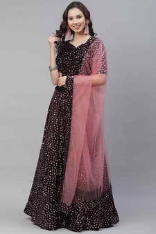 SHUBHKALA pink velvet embroidered   Choli Blouse with   Lehenga Ghagra with    Dupatta