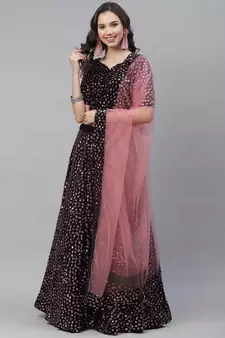 SHUBHKALA pink velvet embroidered   Choli Blouse with   Lehenga Ghagra with    Dupatta