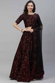 SHUBHKALA red velvet embroidered   Choli Blouse with   Lehenga Ghagra with    Dupatta