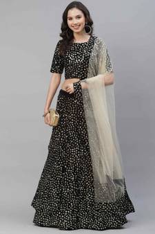 SHUBHKALA beige velvet embroidered   Choli Blouse with   Lehenga Ghagra with    Dupatta