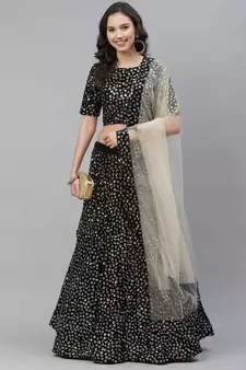 SHUBHKALA beige velvet embroidered   Choli Blouse with   Lehenga Ghagra with    Dupatta