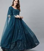 SHUBHKALA teal-blue net embroidered   Choli Blouse with   Lehenga Ghagra with    Dupatta