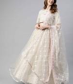 SHUBHKALA beige net embroidered   Choli Blouse with   Lehenga Ghagra with    Dupatta