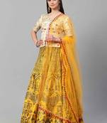 SHUBHKALA YELLOW Embroidered SILK UNSTITCHED LEHENGA  WITH BLOUSE