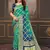 Turquoise woven banarasi silk saree with blouse