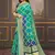 Turquoise woven banarasi silk saree with blouse