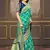 Turquoise woven banarasi silk saree with blouse
