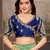 Turquoise woven banarasi silk saree with blouse