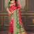 Red woven banarasi silk saree with blouse