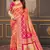 Peach woven banarasi silk saree with blouse