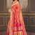 Peach woven banarasi silk saree with blouse