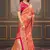 Peach woven banarasi silk saree with blouse