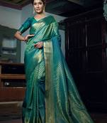Green color KANJEEVARAM WOVEN SILK BLEND sarees online