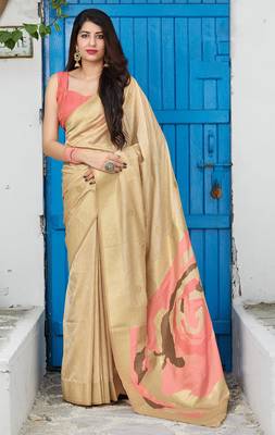 Cream Color Banarasi Silk Festive Wear Saree 1