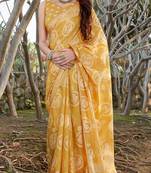 Yellow Color Baanrasi silk Traditional Saree