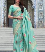 Sky blue Color Woven Banarasi Silk Traditional Saree
