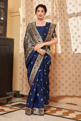 Navy blue Color Banarasi Soft Silk  Traditional Saree 1