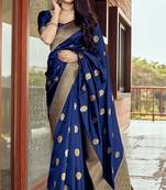 Weaving Navy blue Silk Designer Traditional Saree