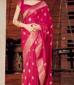 Weaving Magenta silk Blend Designer Traditional Saree