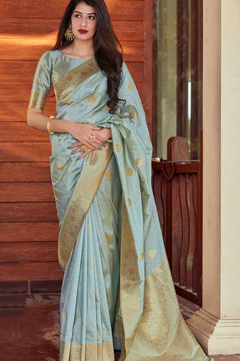 Weaving Pastel Green Silk Designer Traditional Saree