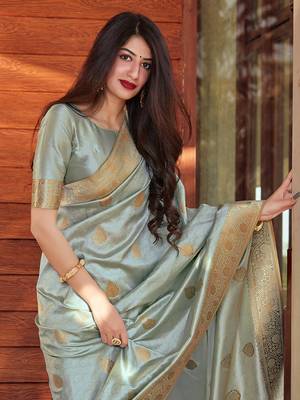 Weaving Pastel Green Silk Designer Traditional Saree 2