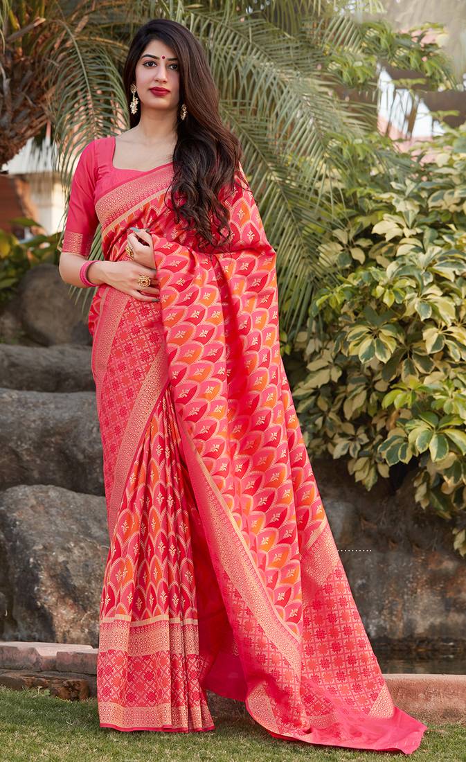 Multi Color Banarasi Silk Traditional Saree