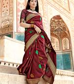 Maroon Color Banarasi Soft Silk Weaving Traditional Saree?