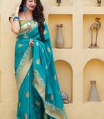 Light blue Color Banarasi silk Woven Designer Saree