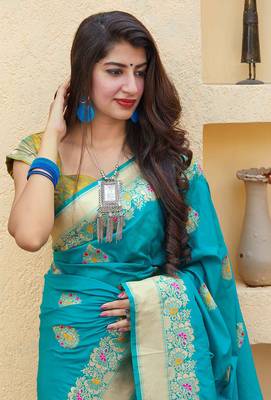 Light blue Color Banarasi silk Woven Designer Saree 2