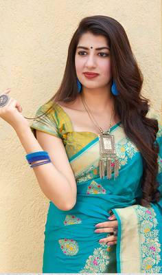 Light blue Color Banarasi silk Woven Designer Saree 3