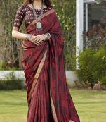 Stunning Maroon Color Party Wear Silk Saree