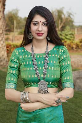 Stunning Sea Green Color Party Wear Silk Saree 5