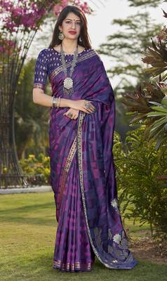 Stunning Purple Color Party Wear Silk Saree 1