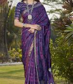 Stunning Purple Color Party Wear Silk Saree