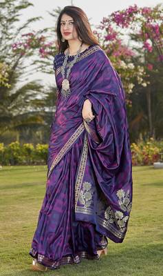 Stunning Purple Color Party Wear Silk Saree 2