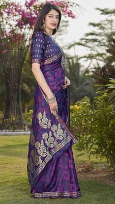 Stunning Purple Color Party Wear Silk Saree 3